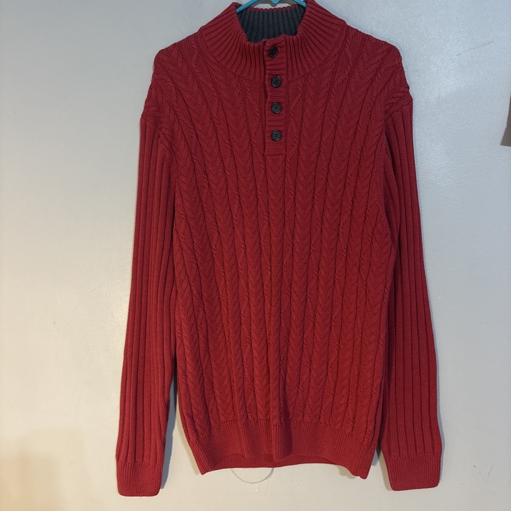 Jos A. Bank Sweater Mens XL Red Cotton Executive Collection Pullover‎